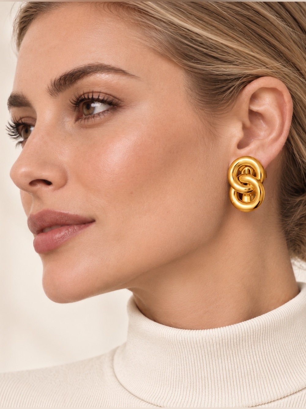 Givenchy Gold Vintage Clip On Earrings, 1”, Infinity Chic Designer & Lightweight